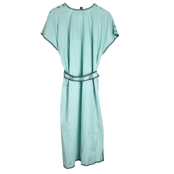 ZARA Green Embroidered Maxi Dress Short Sleeves Size Small - Picture 12 of 12